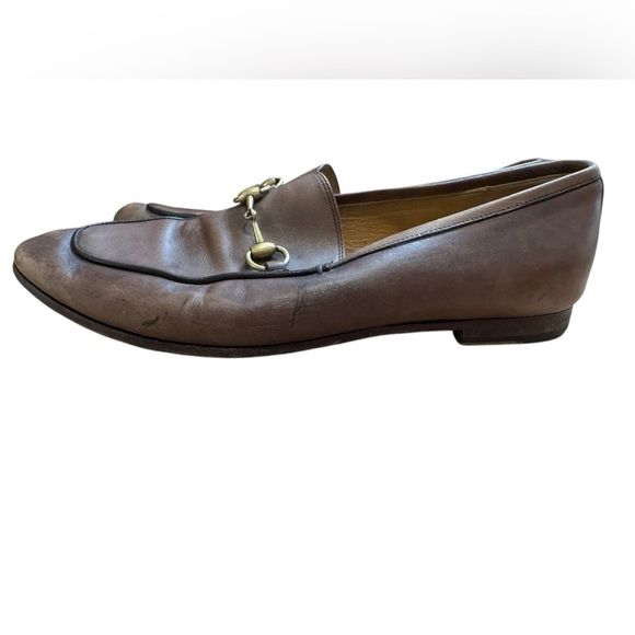 GUCCI Jordaan Brown Leather Horse-bit Loafers Size 37.5 - Picture 4 of 9